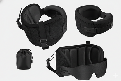 Ultimate 3D Contoured Travel Pillow & Blackout Eye Mask Set for Uninterrupted Sleep – Adjustable, Soft, and Perfect for Air Travel!