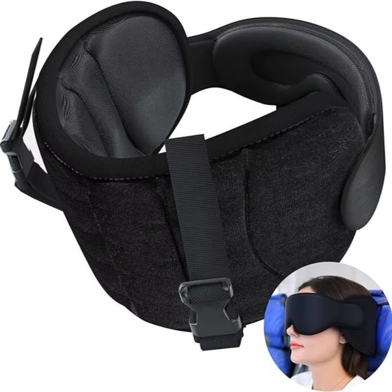 Ultimate 3D Contoured Travel Pillow & Blackout Eye Mask Set for Uninterrupted Sleep – Adjustable, Soft, and Perfect for Air Travel!